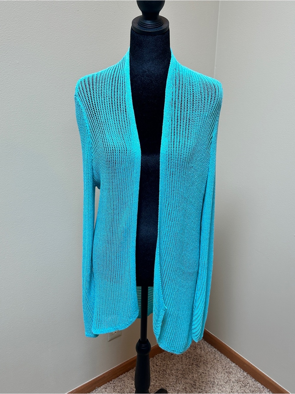 Chico's Bright Turquoise Open-Front Cardigan Sweater